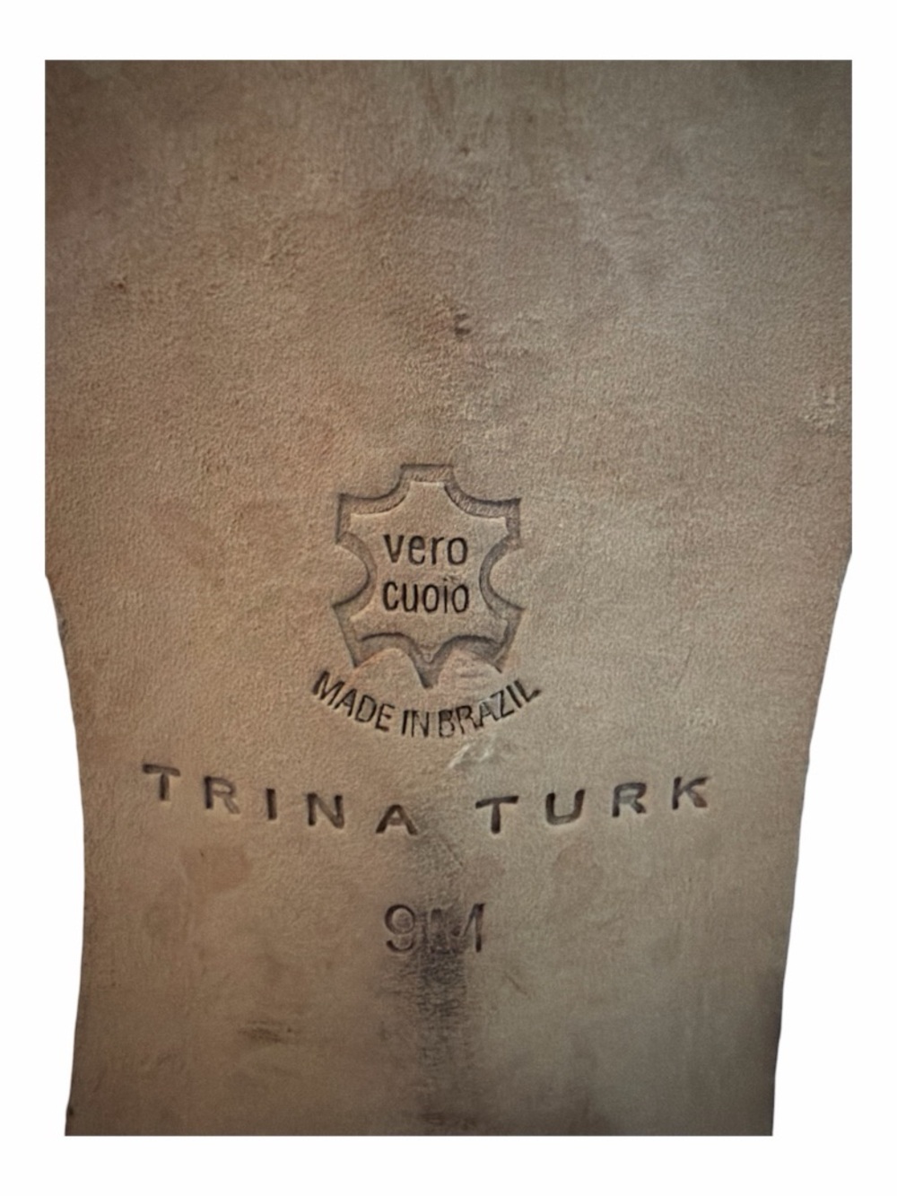 Trina Turk Metallic Gold Cutout Slide Sandals - Picture 2 of 5